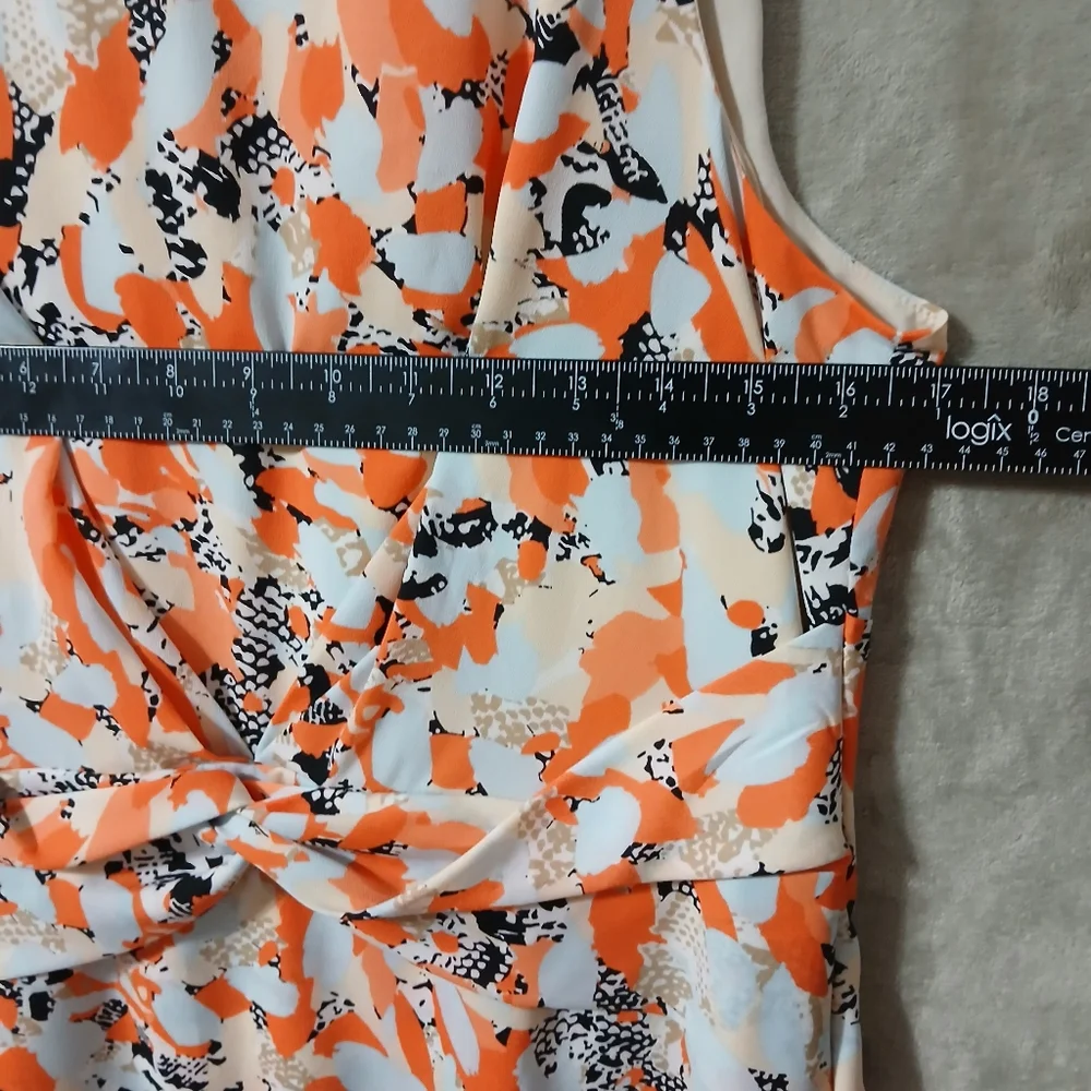 DKNYC Orange and Black Patterned Midi Dress Size 14 - Picture 12 of 16